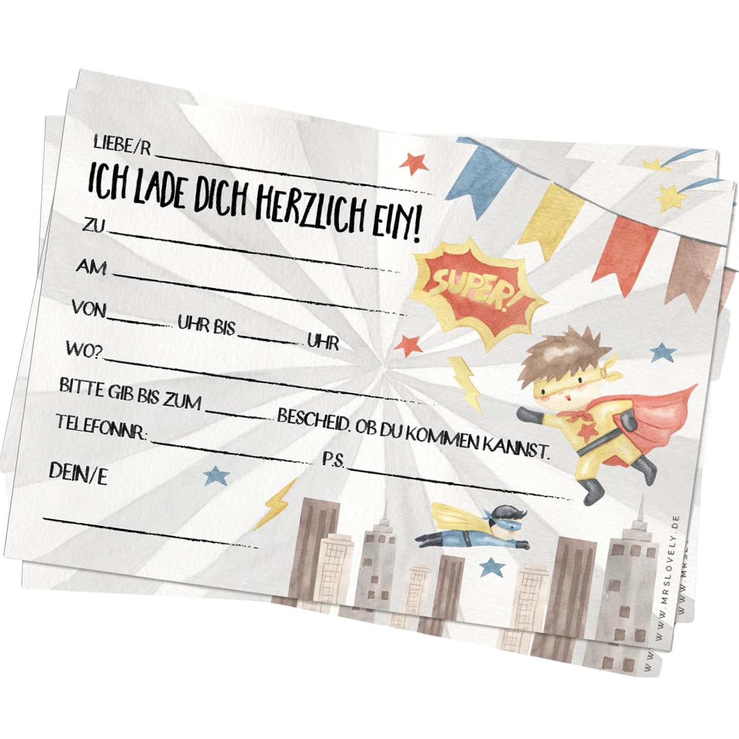 Einladung zum Thema "Superheld" für den Kindergeburtstag