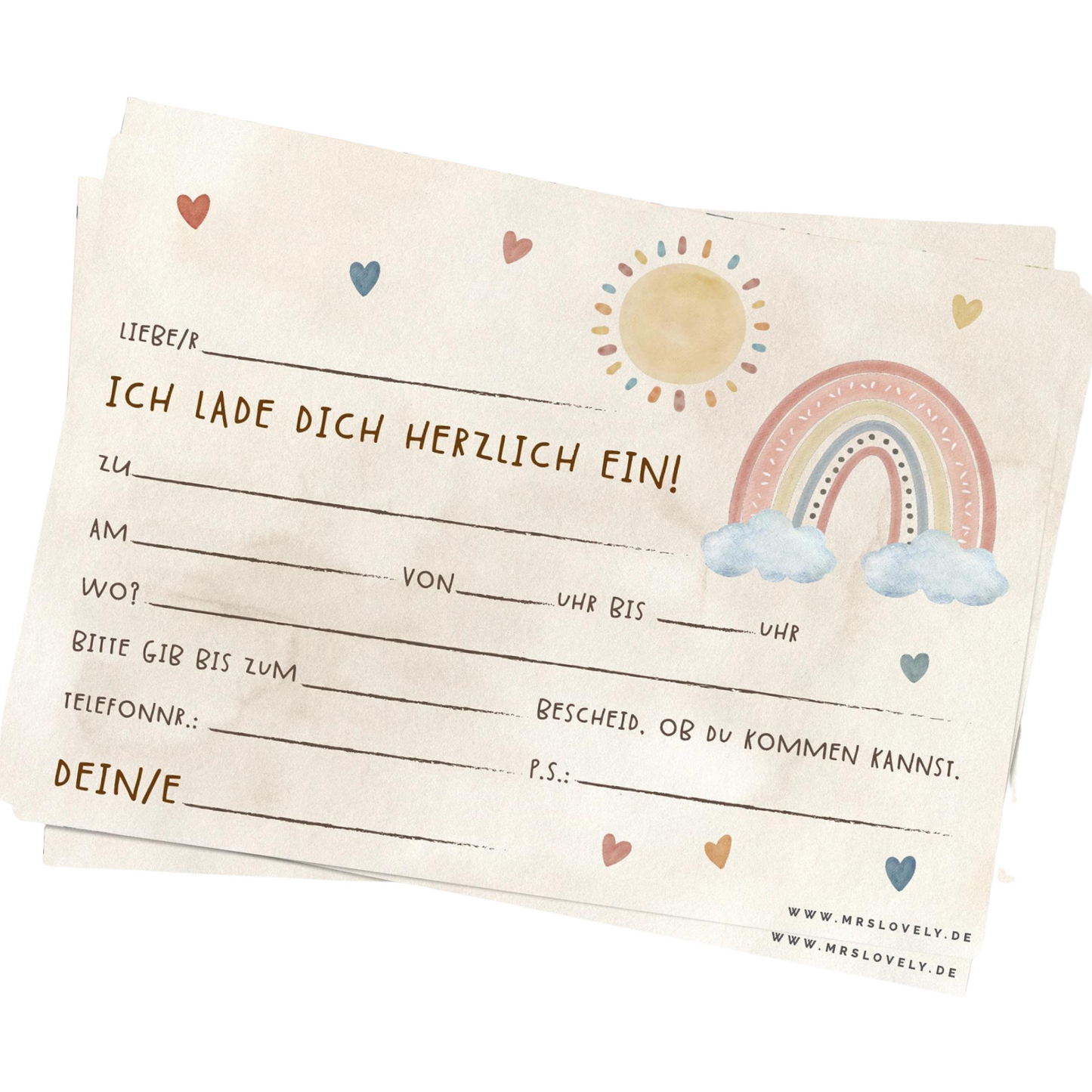 Einladung zum Thema "Regenbogen" für den Kindergeburtstag