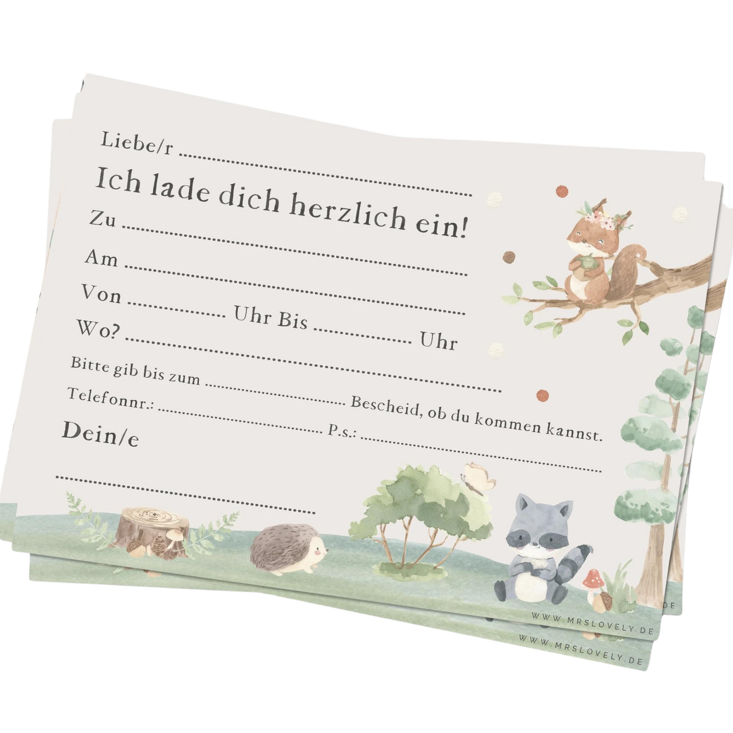 Einladung zum Thema "Waldtiere" für den Kindergeburtstag