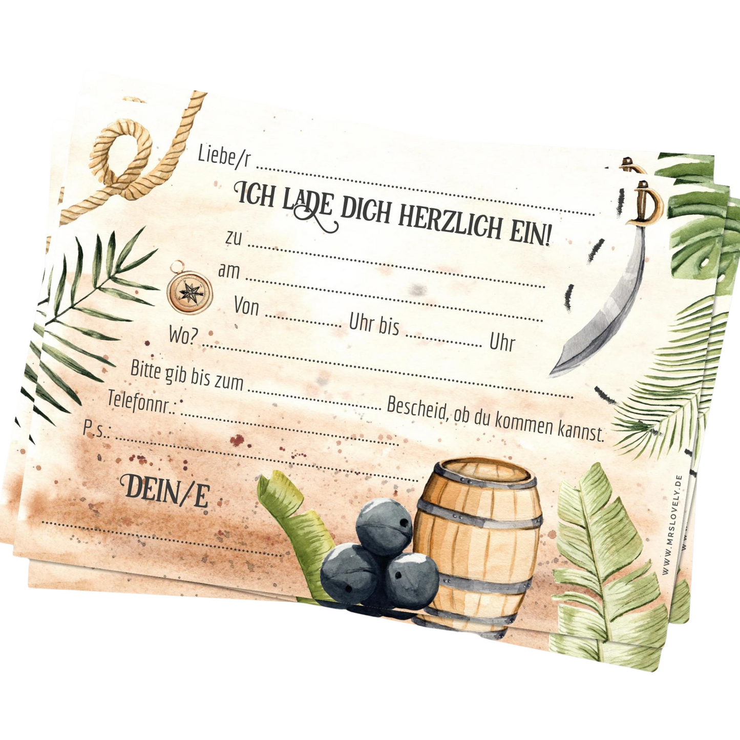 Einladung zum Thema "Piraten" für den Kindergeburtstag