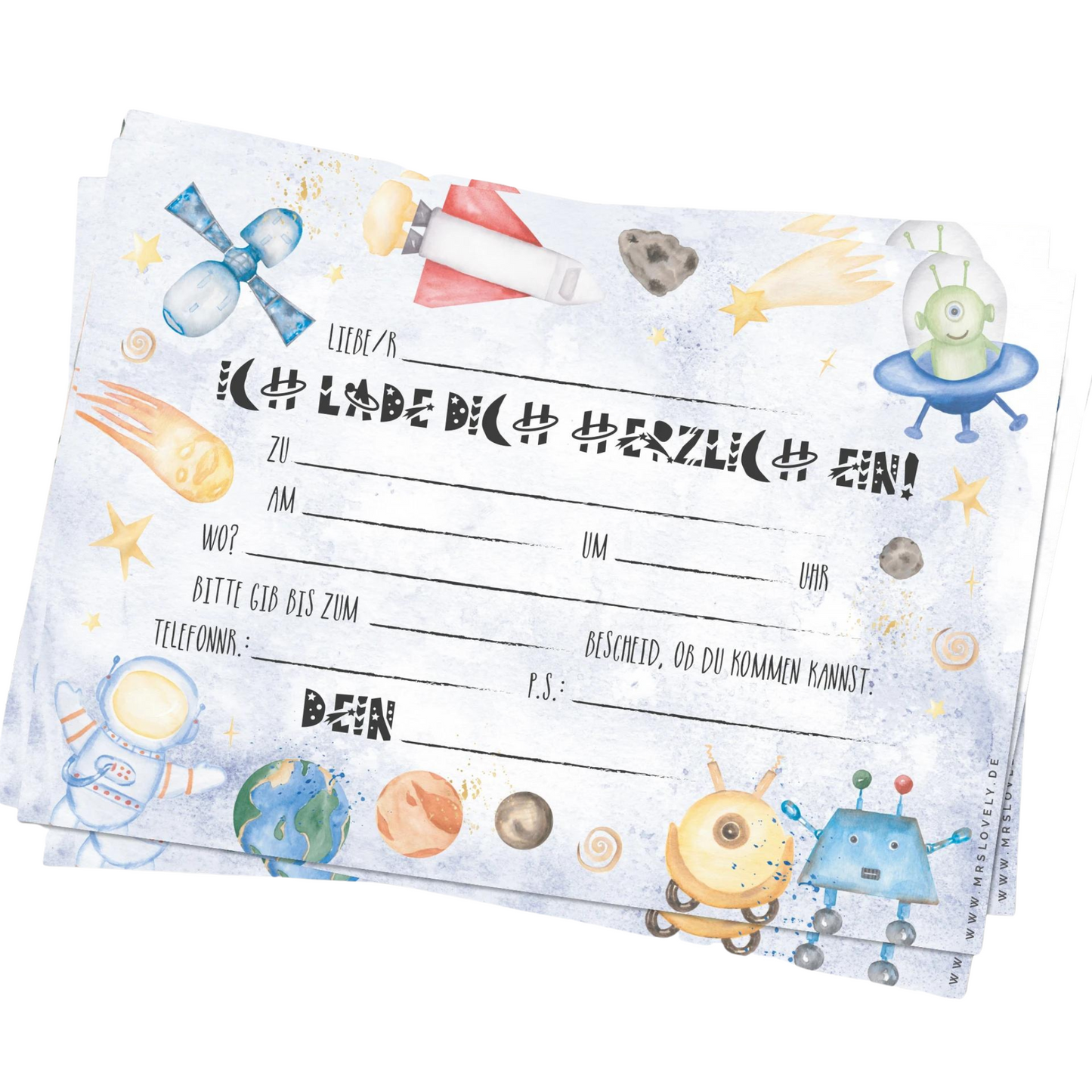 Einladung zum Thema Weltall für den Kindergeburtstag