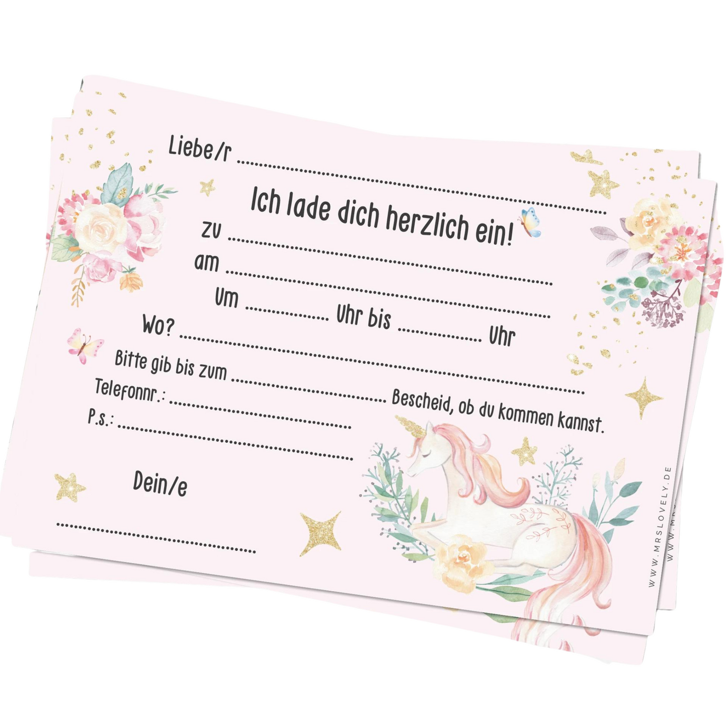 Einladung zum Thema "Einhorn" für den Kindergeburtstag