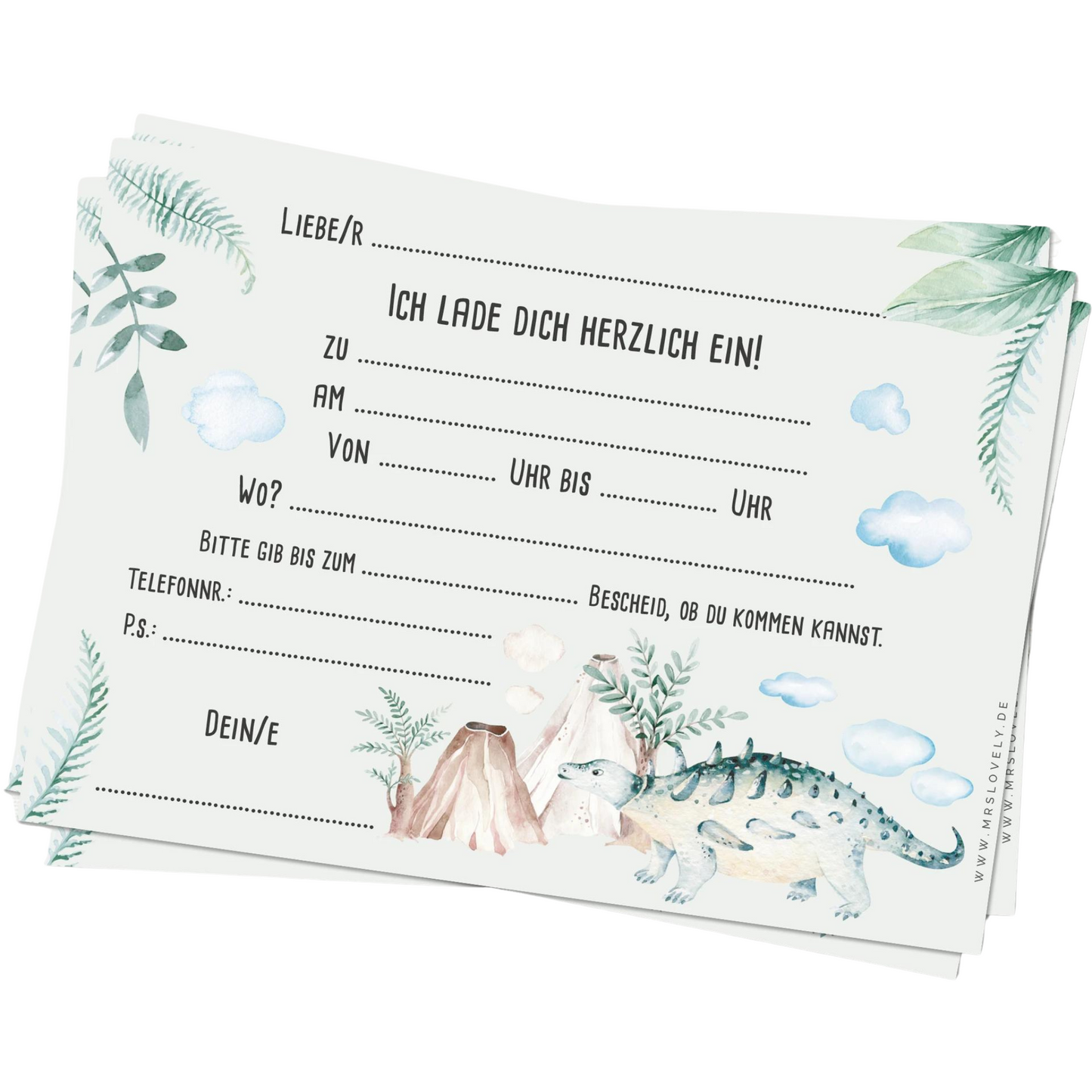 Einladung zum Thema "Dinosaurier" für den Kindergeburtstag