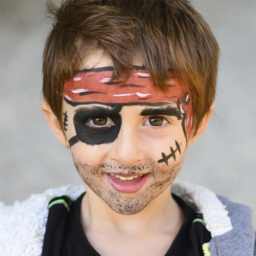 3-farbiges Schminkset (schwarz, weiß, rot) für Pirat & Marienkäfer