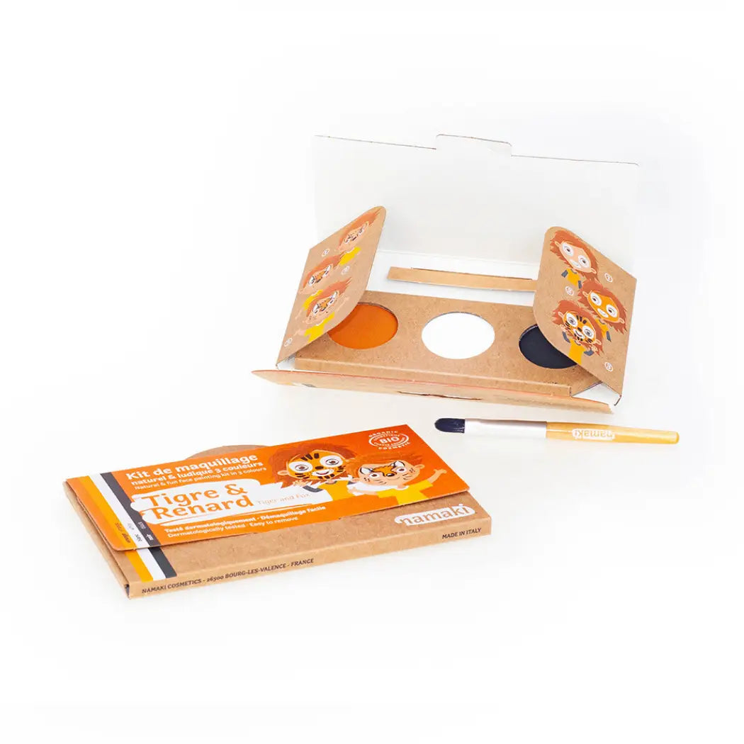 3-farbiges Schminkset (schwarz, weiß, orange) für Tiger und Fuchs