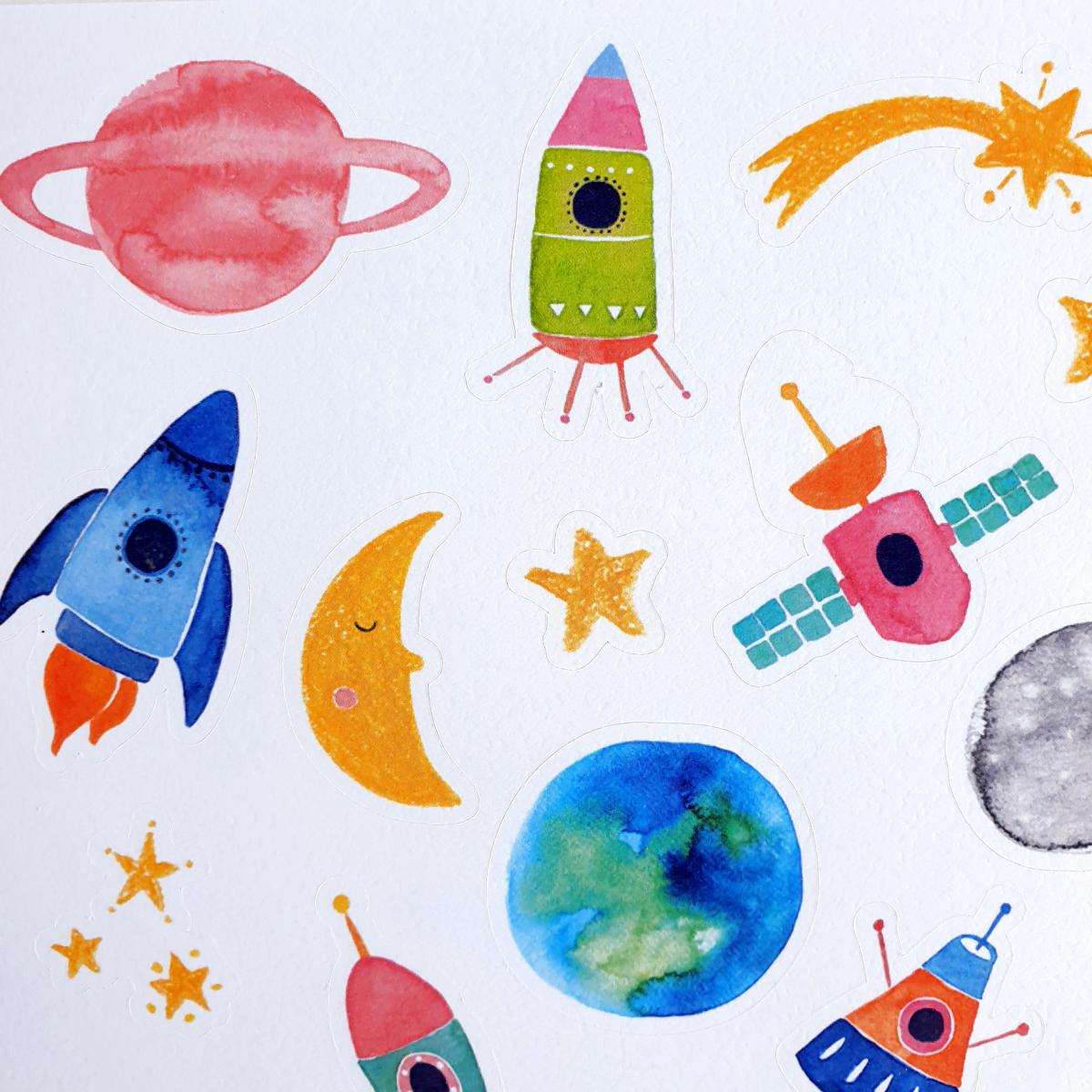 Sticker "Weltraum" für Kinder von Frau Ottilie