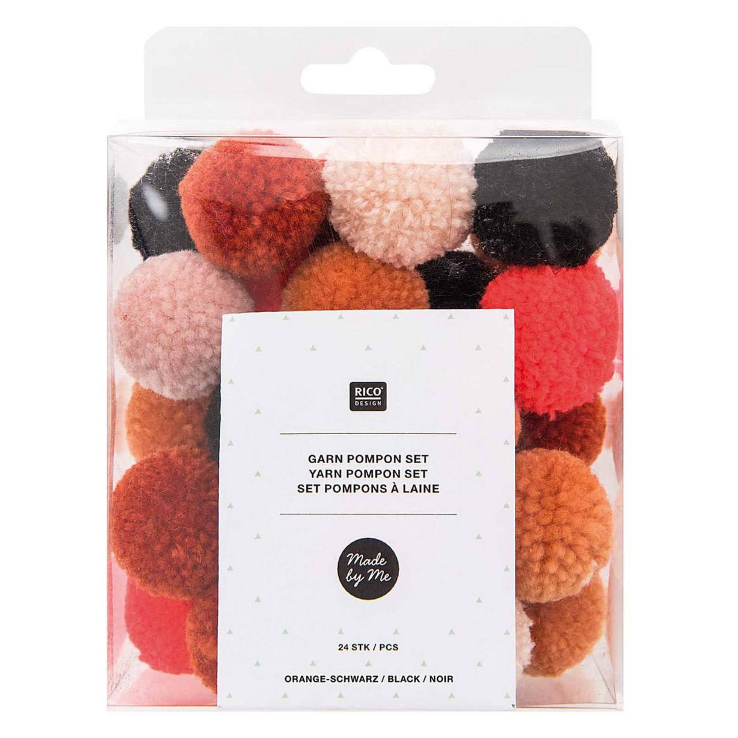 Orange-schwarzes Pompon-Set zum Basteln