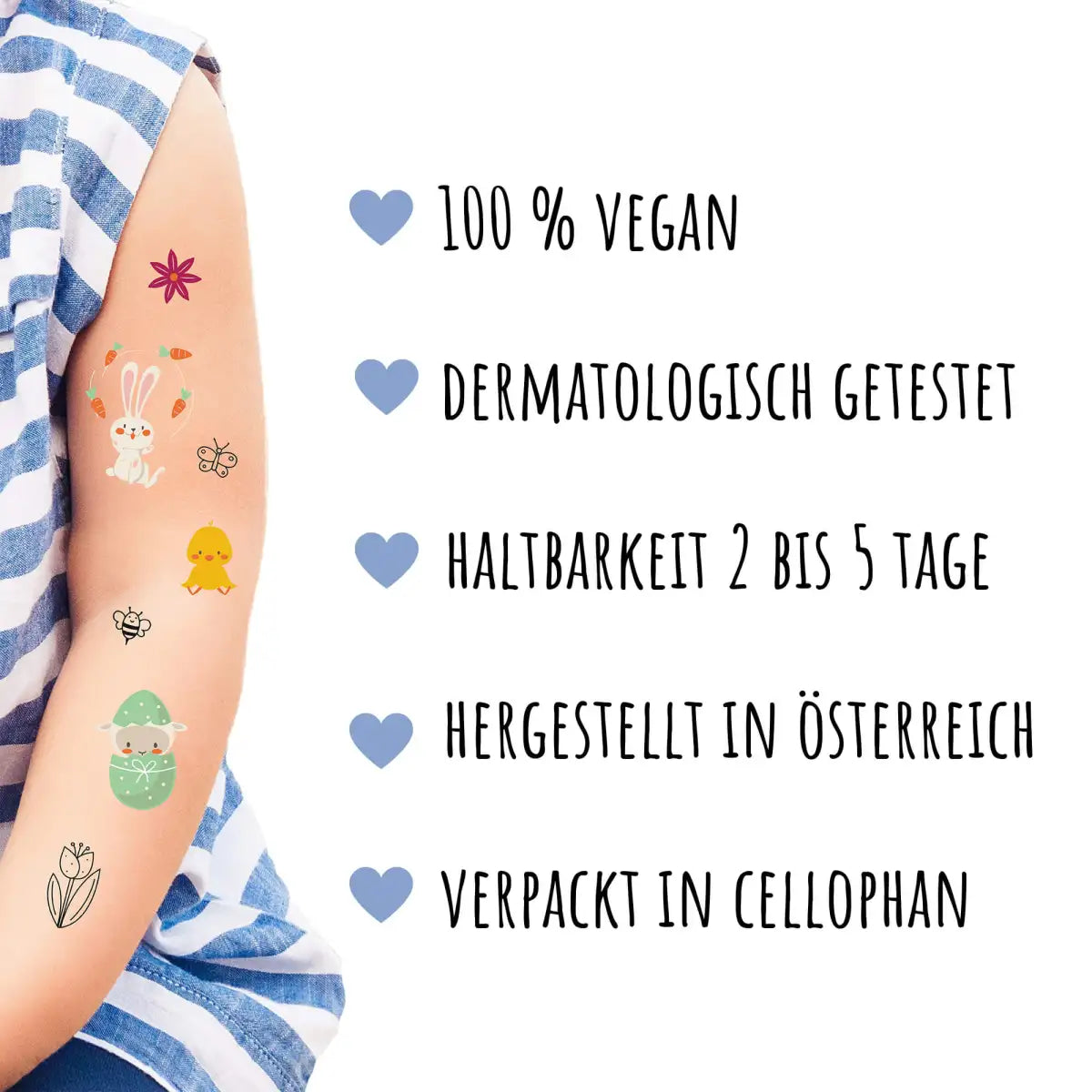 Oster-Tattoos für Kinder, 3 verschiedene Bögen