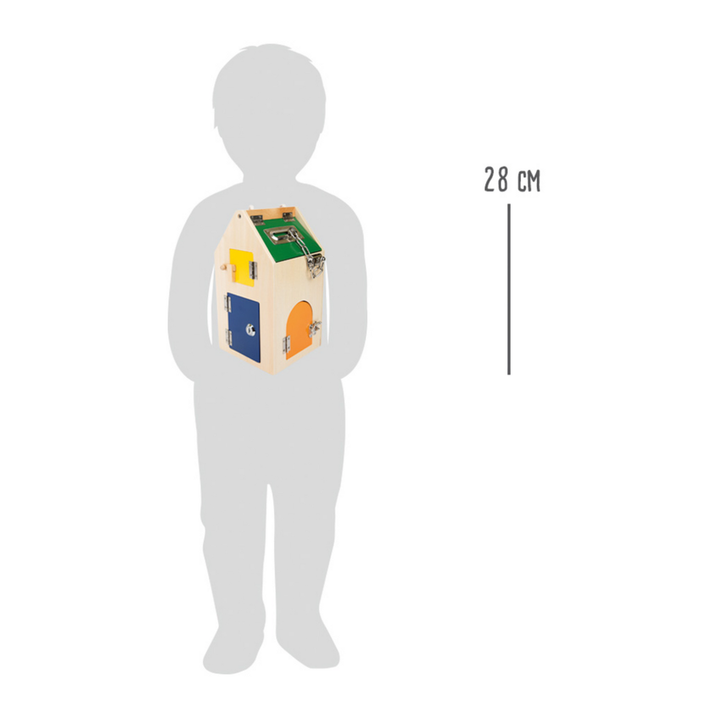 Größenvergleich: Großes Schlosshaus aus Holz von Small Foot mit 28 cm Höhe – passend für Kinderhände