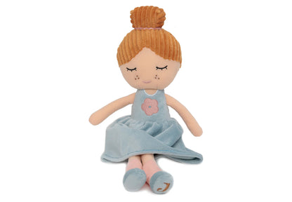 Kuschelige Stoffpuppe "Rose" von Jollein mit blauem Kleid