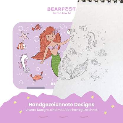 Bentobox-Brotdose mit Meerjungfrau-Motiv und Fächern