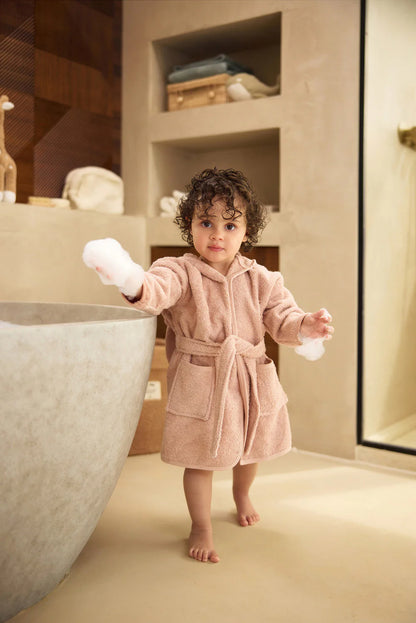 Rosa Baby-Bademantel "Wild Rose" mit Hasenohren von Jollein (1-2 Jahre)