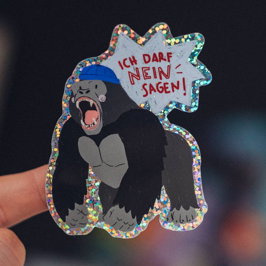 Gorilla-Glitzersticker "Ich darf Nein sagen" von Liesel Wicht