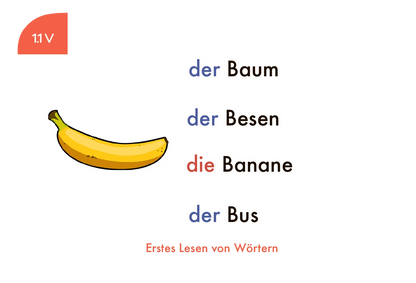 Kartensatz "Erstes Lesen von Wörtern" für den Lochkasten (1. Klasse)