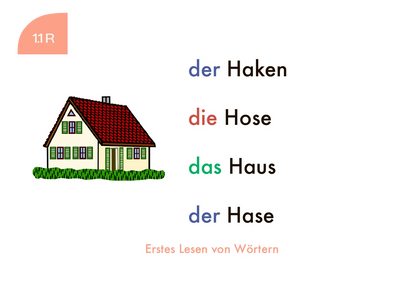 Kartensatz "Erstes Lesen von Wörtern" für den Lochkasten (1. Klasse)