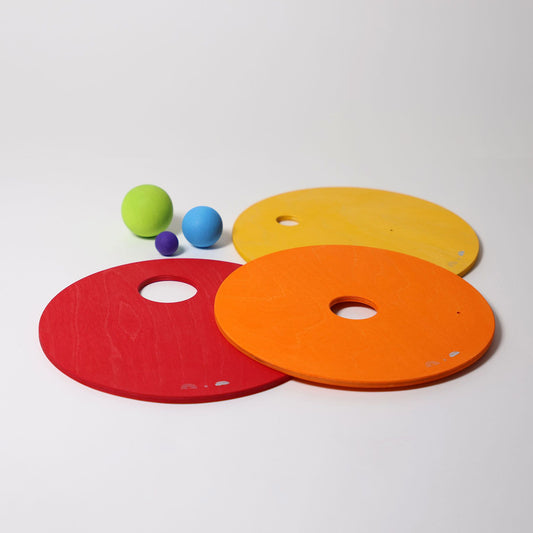 Grimm´s X Stapelstein® Kullerscheiben "Warm Rainbow", 3er Set