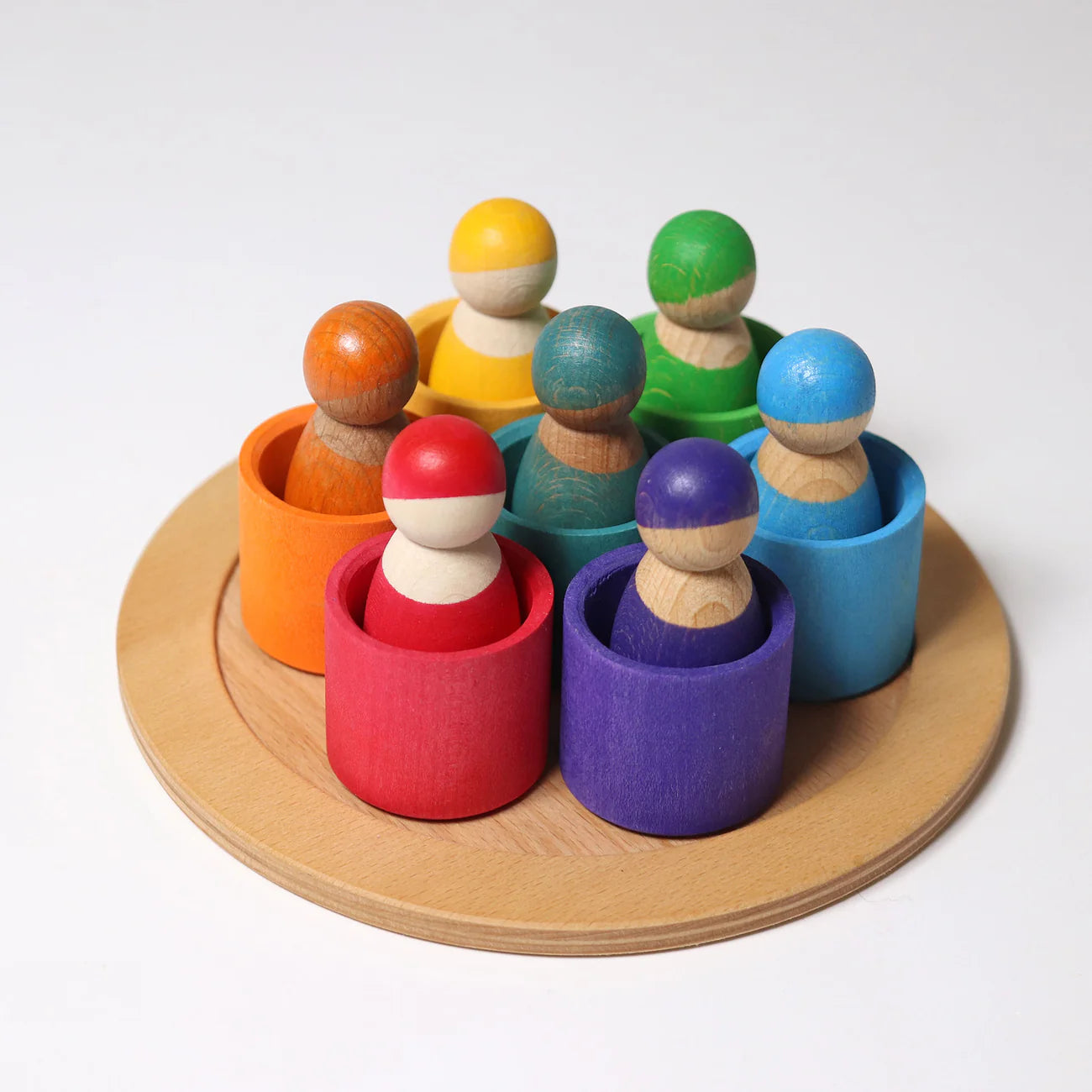 Zeven vriendjes in houten bakjes van Grimms