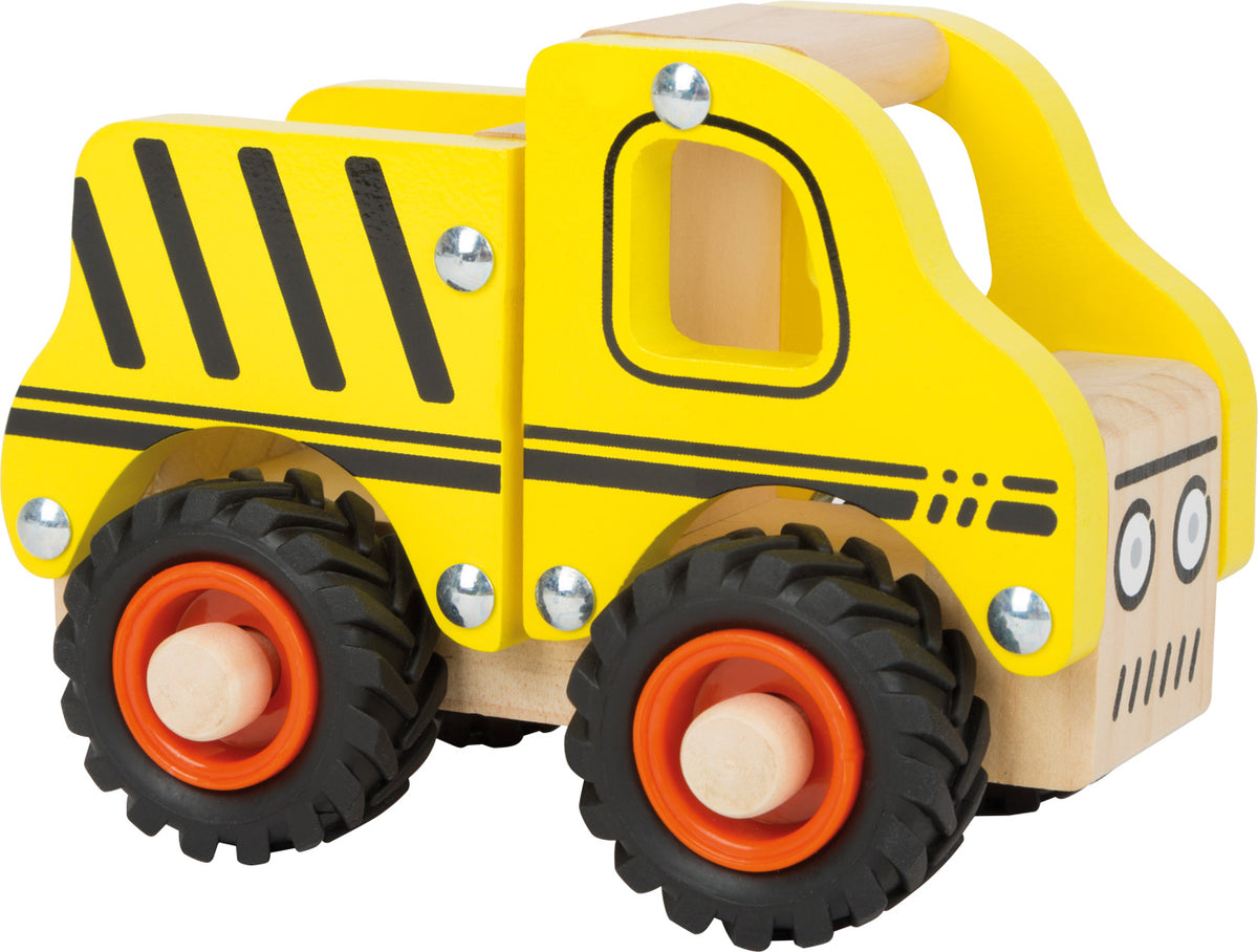 Yellow Wooden Construction Vehicle from Small Foot for Children to Play With