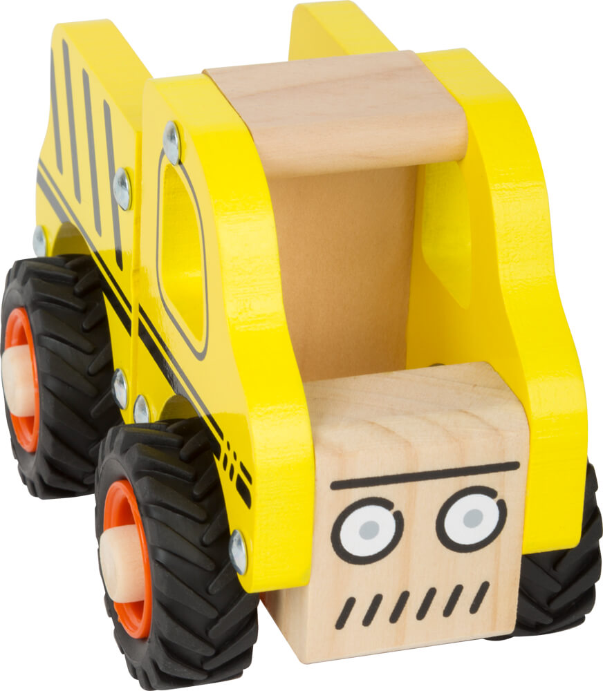 Yellow Wooden Construction Vehicle from Small Foot for Children to Play With