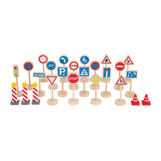 Verkehrsschilder-Set aus Holz von Small Foot zum Spielen für Kinder