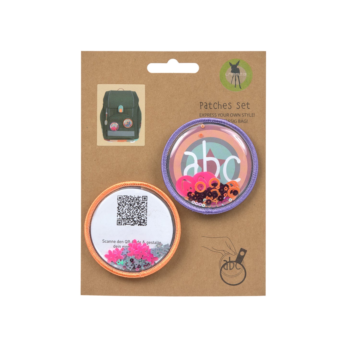 Lila/Orange DIY Patches für die Schultasche von Lässig, 2er Set
