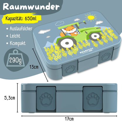 Brotdose mit "Traktor"-Motiv mit Fächern, leicht & auslaufsicher