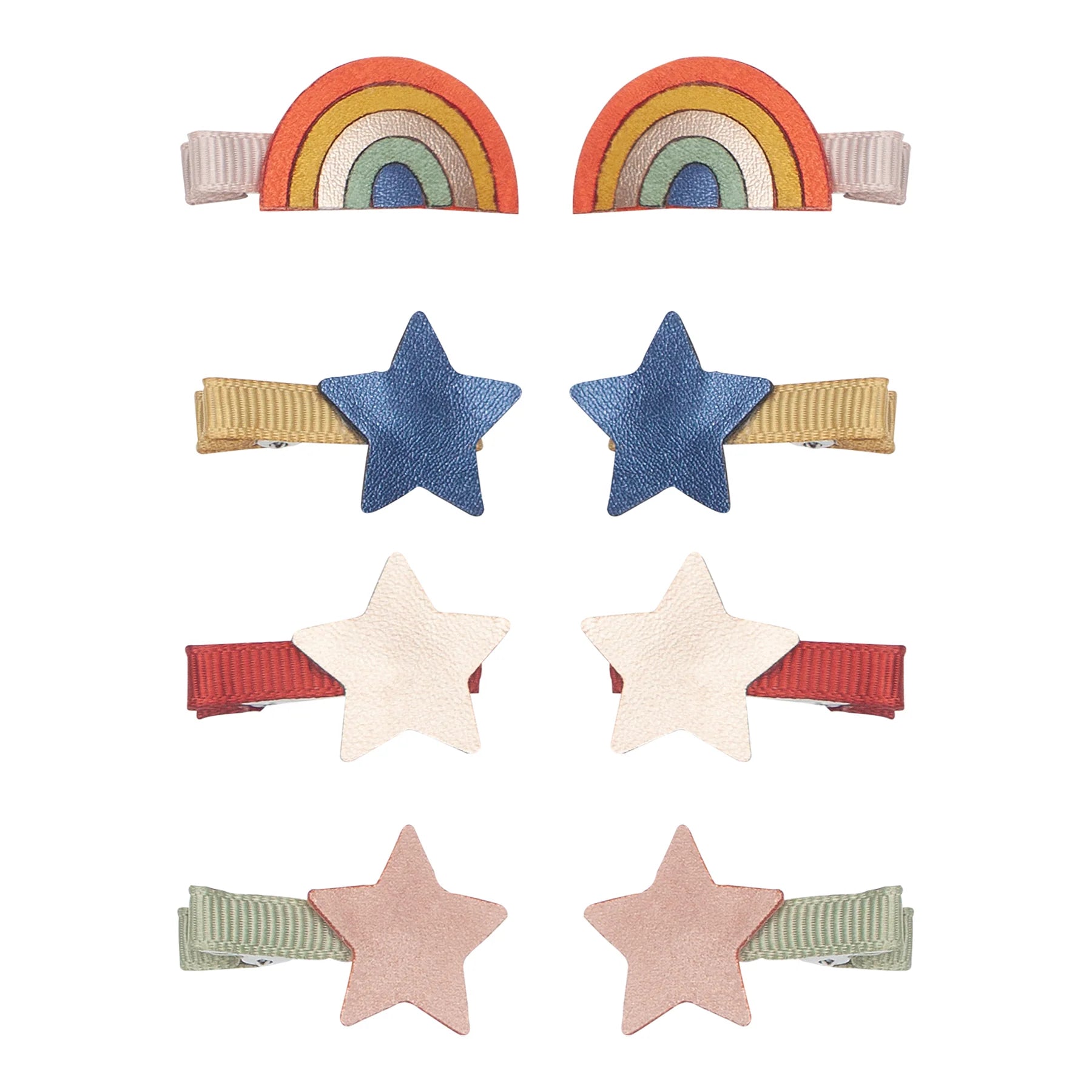 Kleine Haarspangen mit Regenbogen-Motiv, 8er Set