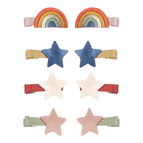 Kleine Haarspangen mit Regenbogen-Motiv, 8er Set