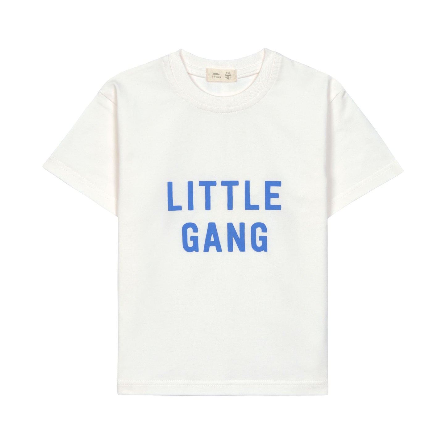 Weißes T-Shirt mit "Little Gang" Aufschrift von Lässig, Größe 62-116