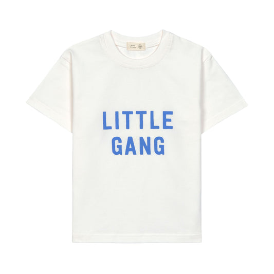 Weißes T-Shirt mit "Little Gang" Aufschrift von Lässig, Größe 62-116
