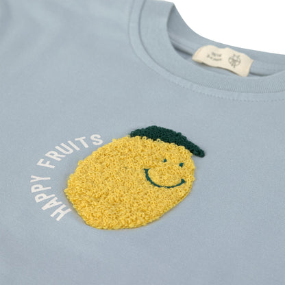 Hellblaues T-Shirt mit Zitronen-Applikation von Lässig, Größe 62-116