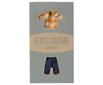 Gelbes kariertes Hemd und Hose für Papa Maus von Maileg