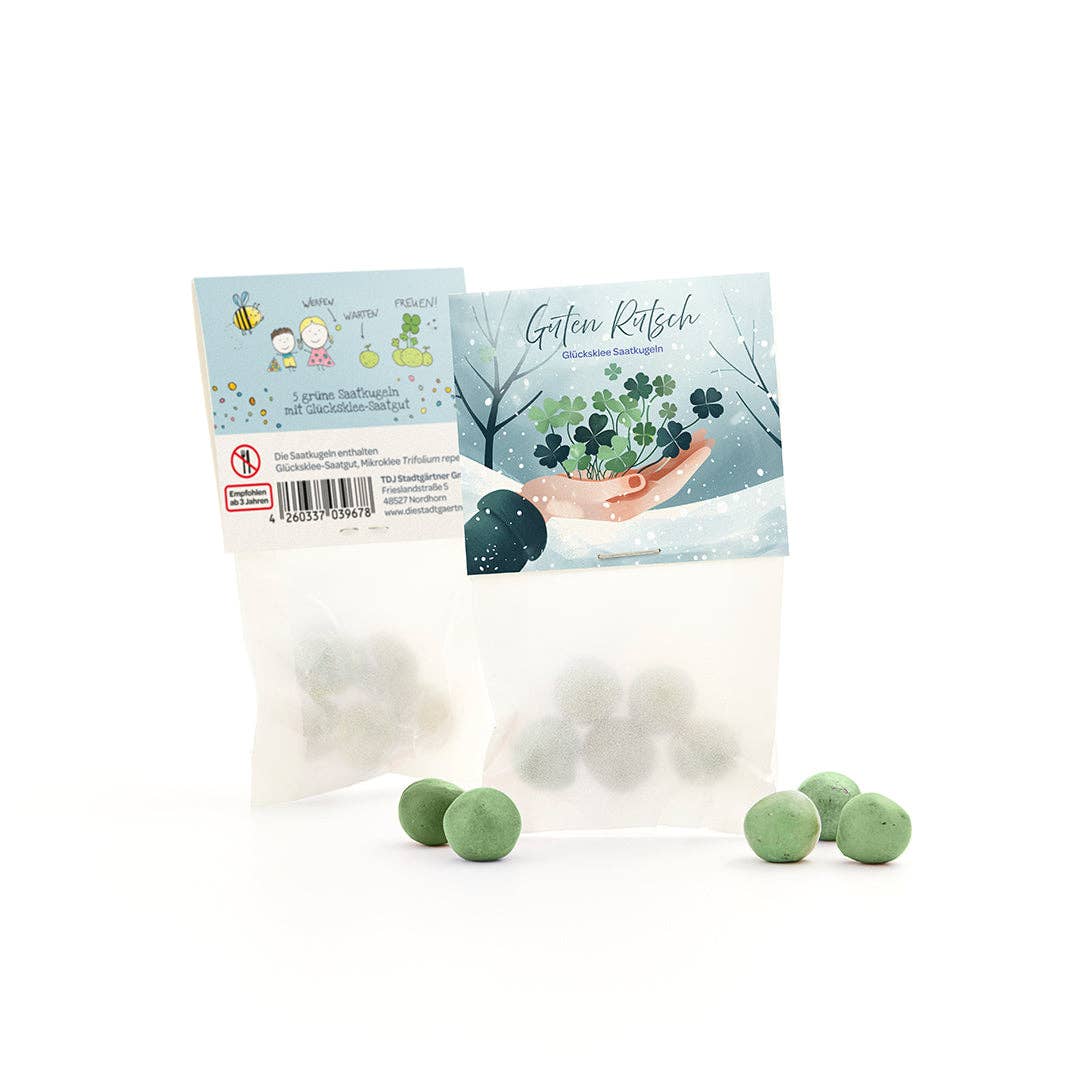 Glücksklee-Blumenmurmeln "Guten Rutsch" von Stadtgärtner