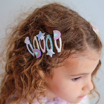 Kleine Haarspangen mit Regenbogen-Motiv von Mimi & Lula, 5er Set – Geschenkidee zum Nikolaus und für den Adventskalender