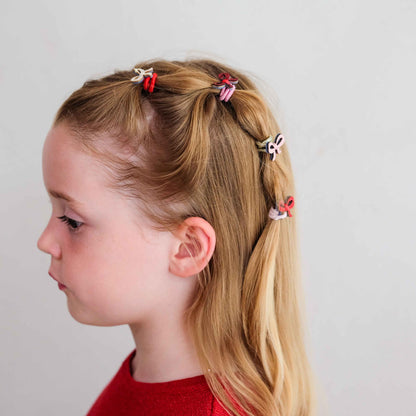 Kleine Schleifen-Haargummis in Rot, Rosa und Gold von Mimi & Lula, 8er Set – kleines Mitbringsel für Mädchen