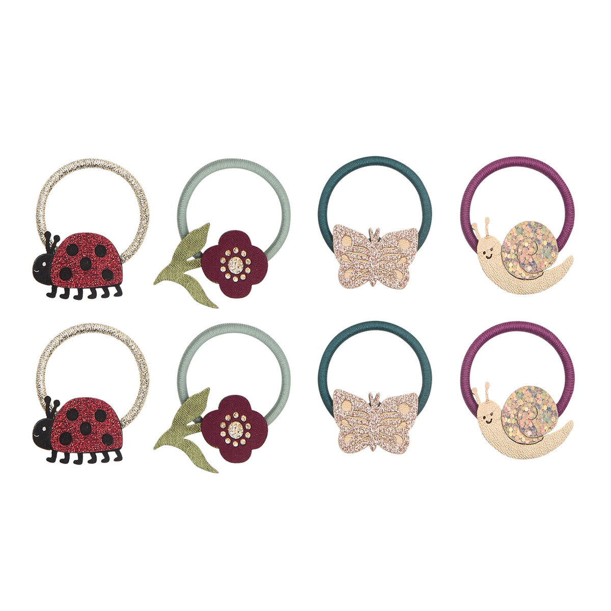 Kleine Haargummis mit Marienkäfer- und Schmetterling-Motiv von Mimi & Lula, 8er Set – Geschenkidee für Kinder zum Geburtstag