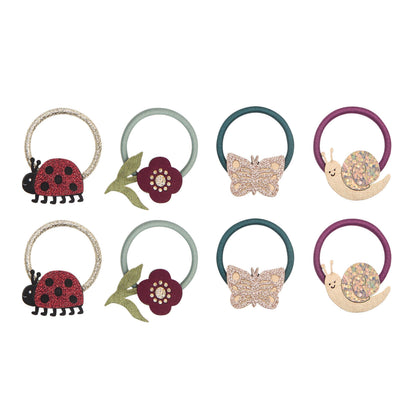 Kleine Haargummis mit Marienkäfer- und Schmetterling-Motiv von Mimi & Lula, 8er Set – Geschenkidee für Kinder zum Geburtstag