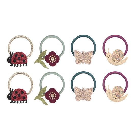 Kleine Haargummis mit Marienkäfer- und Schmetterling-Motiv von Mimi & Lula, 8er Set – Geschenkidee für Kinder zum Geburtstag