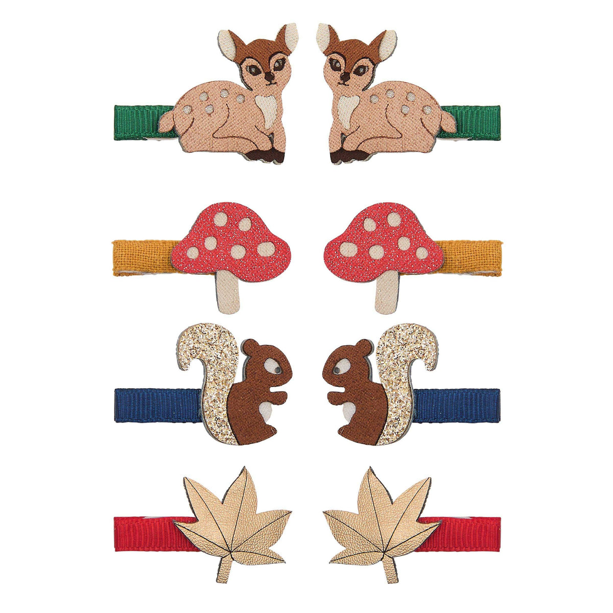 Mini-Haarclips mit Reh- und Waldtier-Motiven von Mimi & Lula, 8er Set – Geschenkidee für Kinder zum Geburtstag
