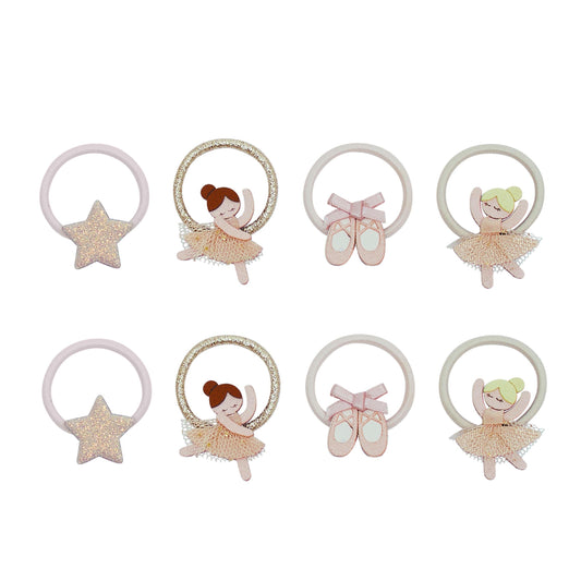 Kleine Haargummis mit Ballerina-Motiv von Mimi & Lula, 8er Set – Geschenkidee für Kinder zum Geburtstag