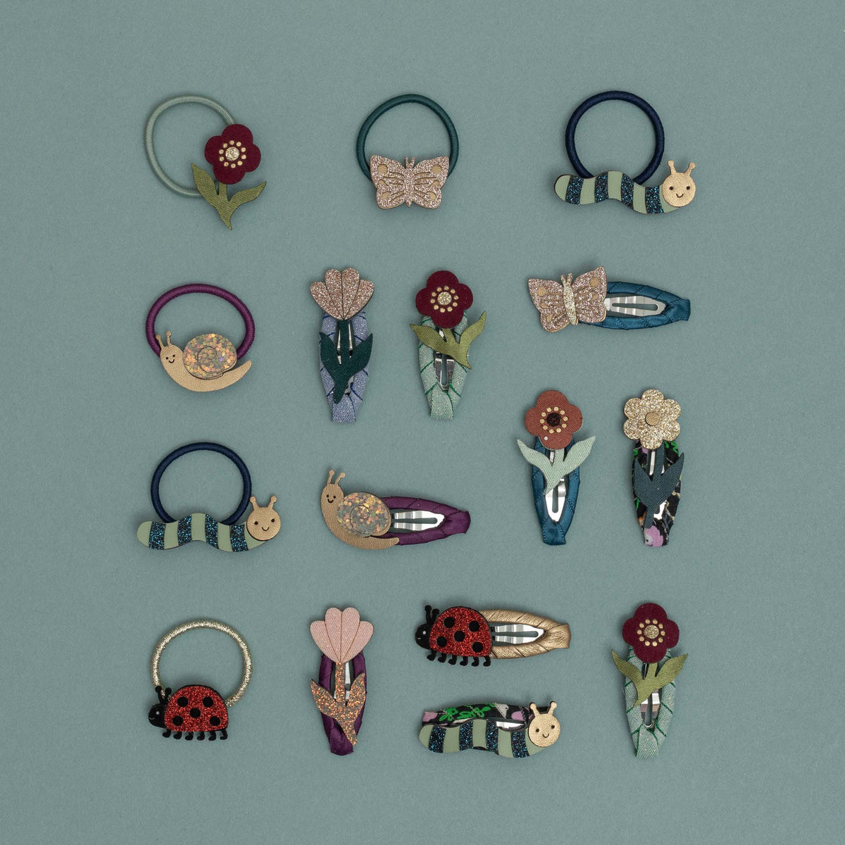 Kleine Haarspangen mit Herbstblumen-Motiv von Mimi & Lula, 5er Set – Geschenkidee zum Nikolaus und für den Adventskalender