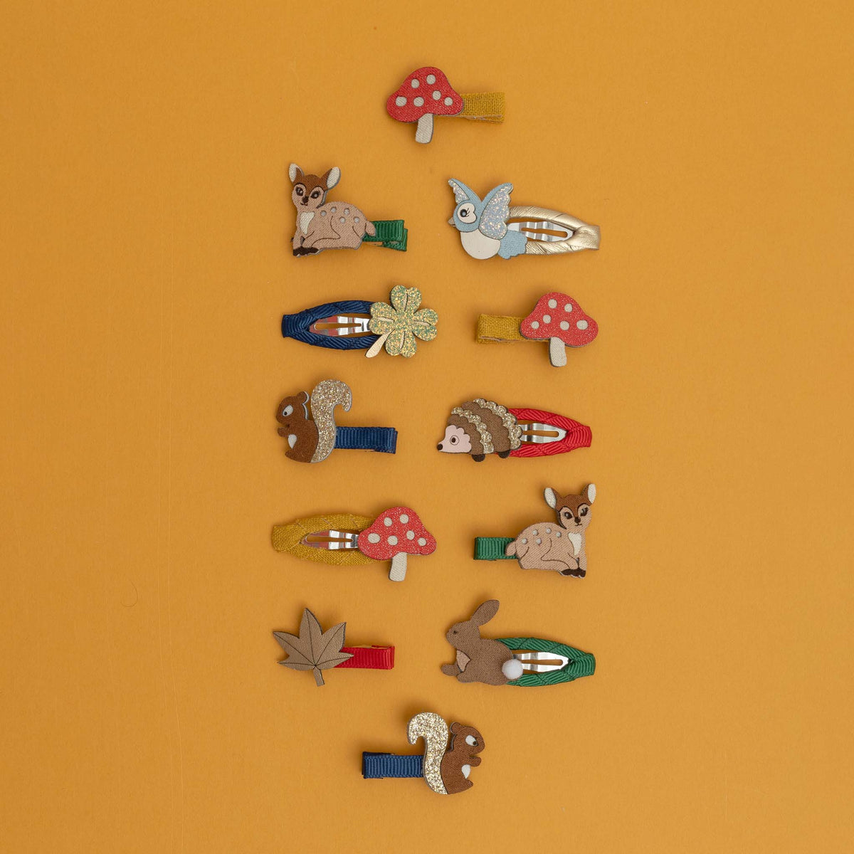 Mini-Haarclips mit Reh- und Waldtier-Motiven von Mimi & Lula, 8er Set – kleine Geschenkidee für die Schultüte