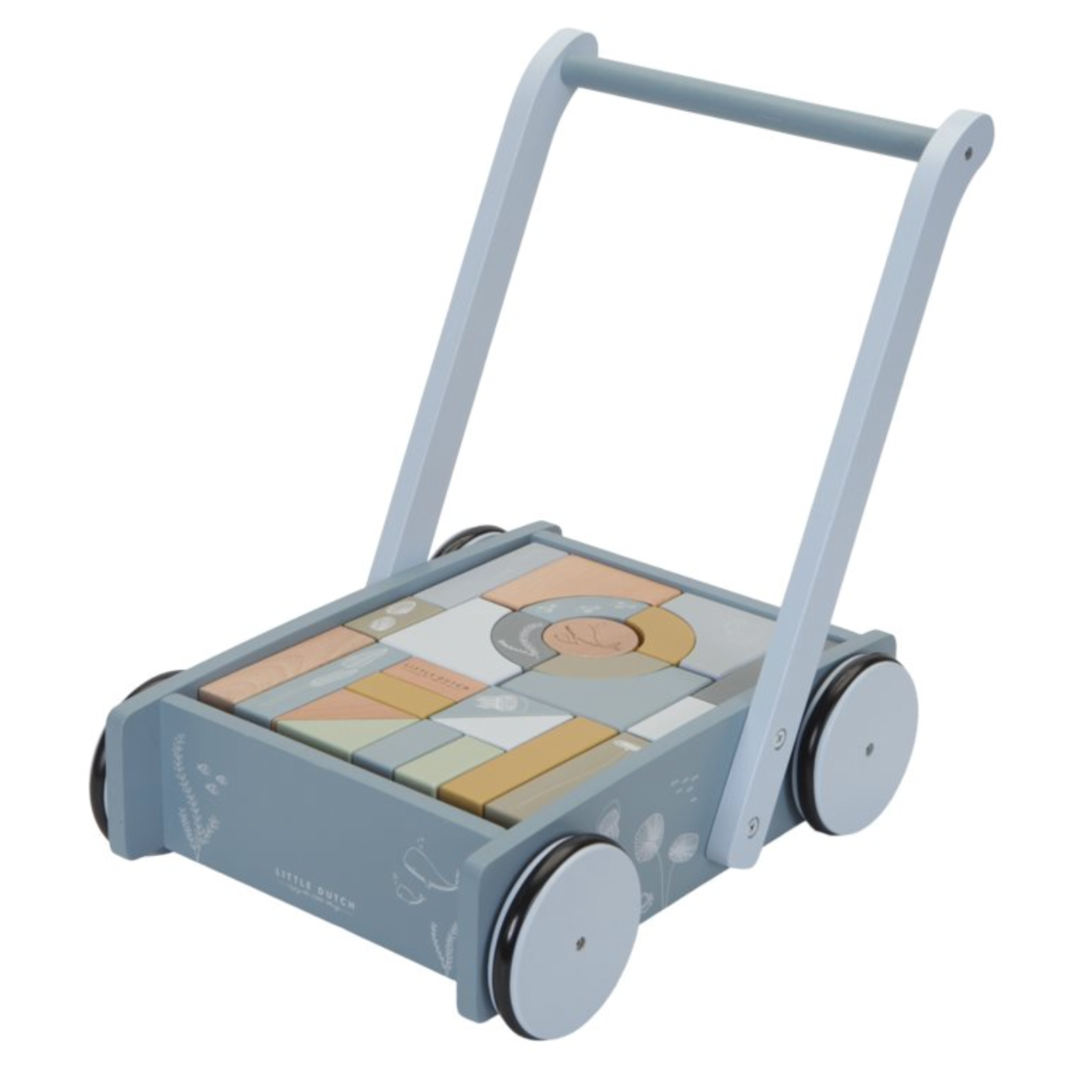 Blauer Lauflernwagen "Ocean" mit Bauklötzen von Little Dutch