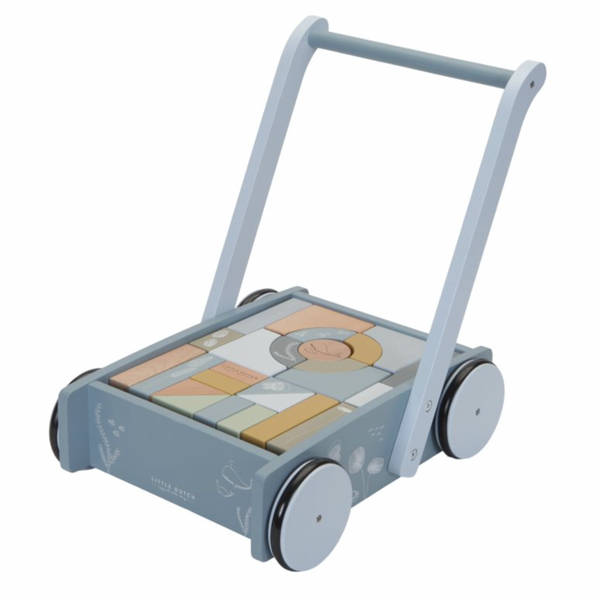 Blauer Lauflernwagen "Ocean" mit Bauklötzen von Little Dutch
