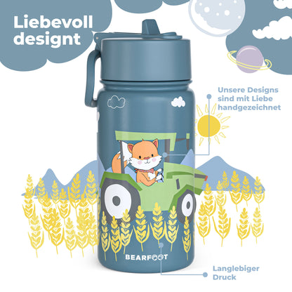 Thermo Trinkflasche mit Traktor Motiv für Kinder