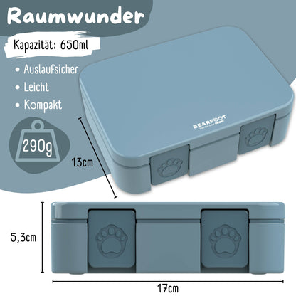 Blaue Brotdose mit Fächern, leicht & auslaufsicher