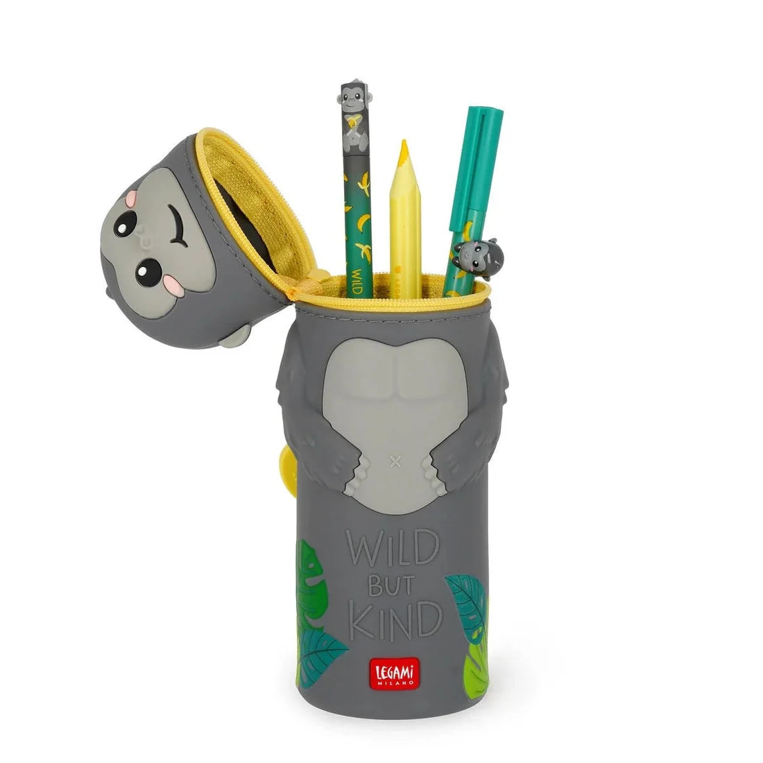 2-in-1 Kawaii Federmäppchen "Gorilla" mit Affen-Motiv von Legami (limitiert)