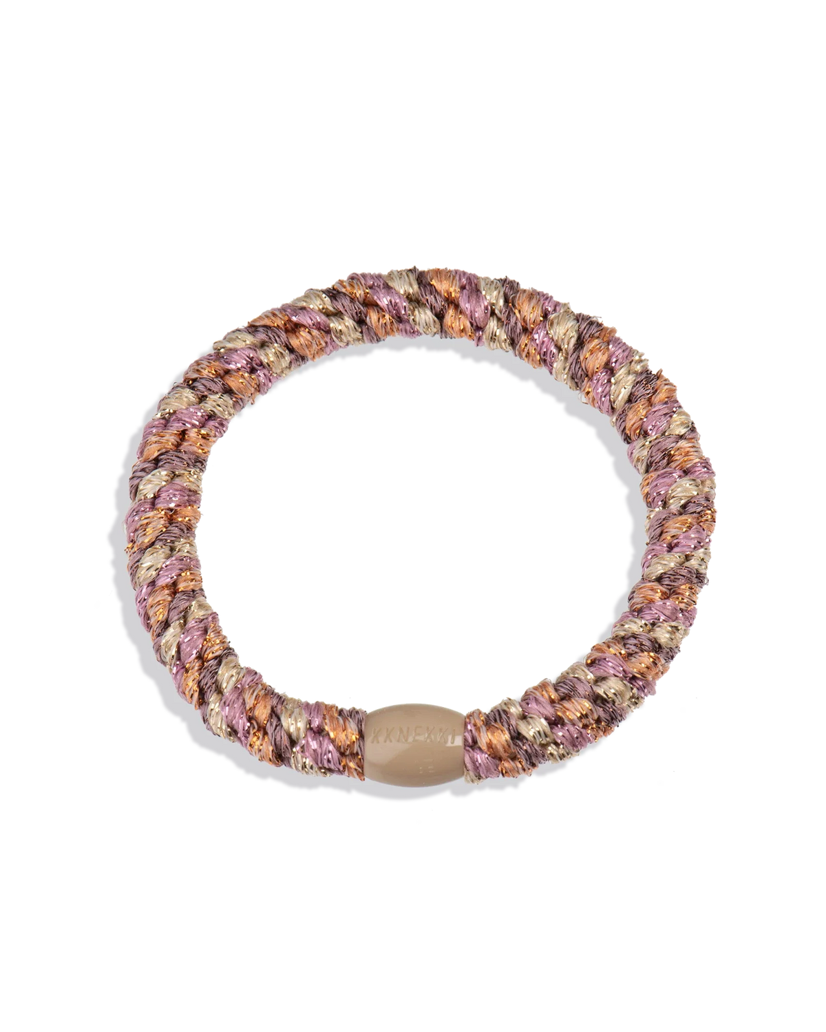 Kknekki Haargummi Mix Peach Pink Glitter in pfirsich/rosa mit Glitzer – geflochtenes Spiral-Haargummi für Kinder und Erwachsene