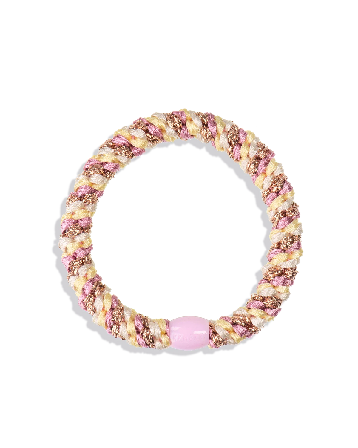 Kknekki Haargummi Mix Oldpink Yellow Glitter in altrosa/gelb mit Glitzer – geflochtenes Spiral-Haargummi für Kinder und Erwachsene