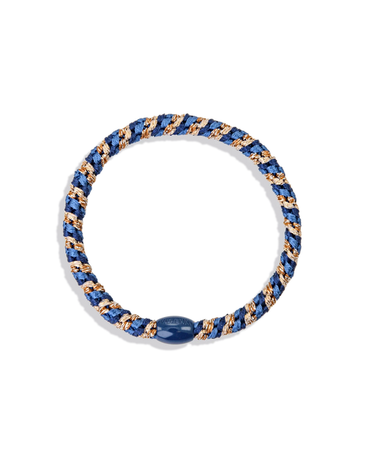 Kknekki Haargummi Mix Navy Gold Glitter in dunkelblau/gold mit Glitzer – geflochtenes Spiral-Haargummi für Kinder und Erwachsene
